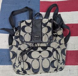 Vintage Y2K Coach Signature Logo Canvas Backpack