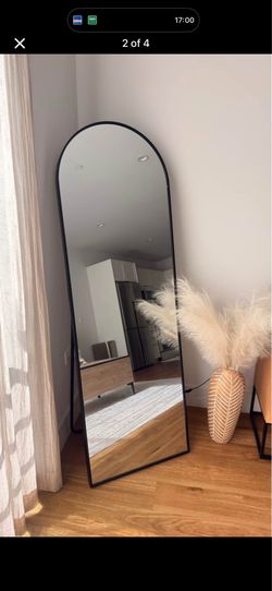65"x22" Black Arched Full Length Mirror - Standing Leaning Hanging
