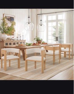 Barrel-Back Wood Dining Chairs - set of 4