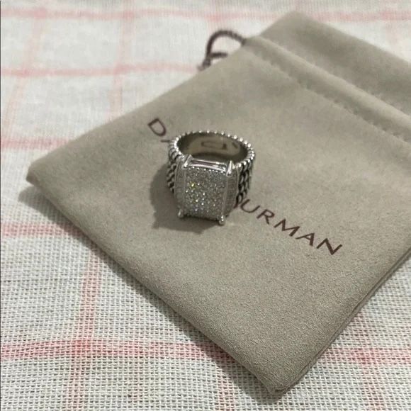 David Yurman Sterling Silver Pave Diamond Ring