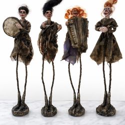 Handmade Gothic Musician Doll Set – One of a Kind Art Ensemble