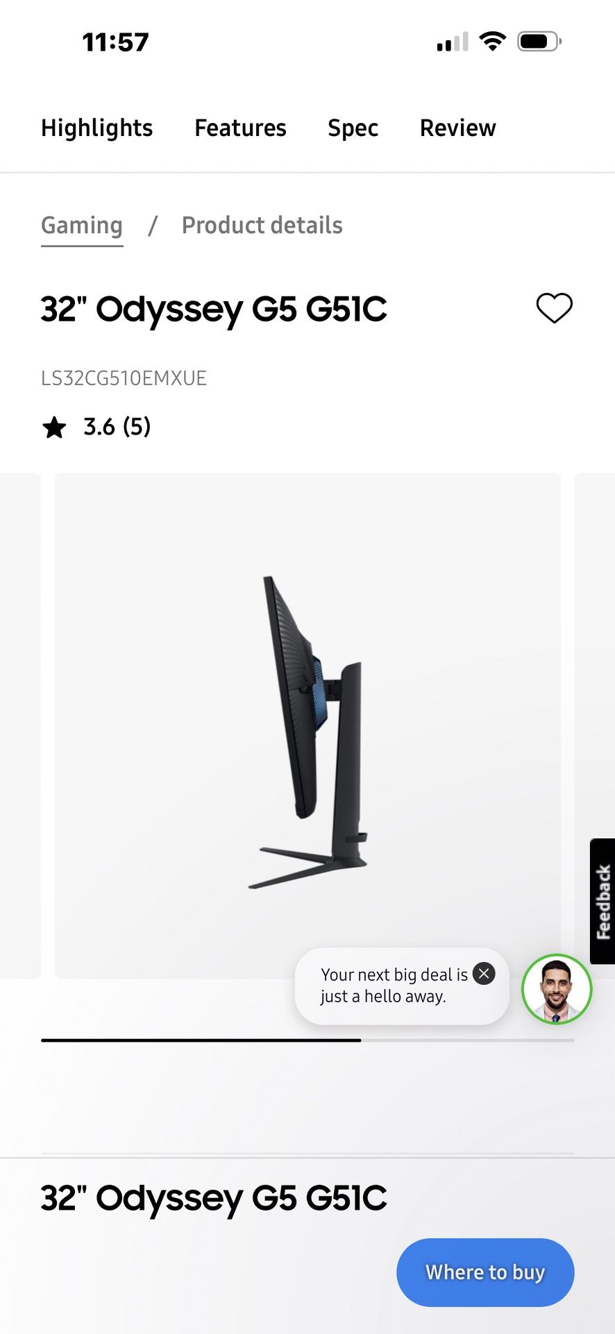 Samsung Gaming Monitor With Desk 185$