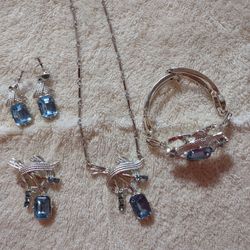 Vintage Necklace, Ring, Earrings and Brooch Set