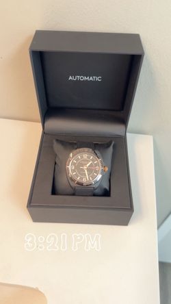 Coach Charter Automatic Black Dial Black Leather Strap Watch (44mm)