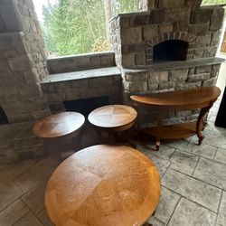 Solid Wood Living Room Table Set – Coffee, End & TV/Entry Tables