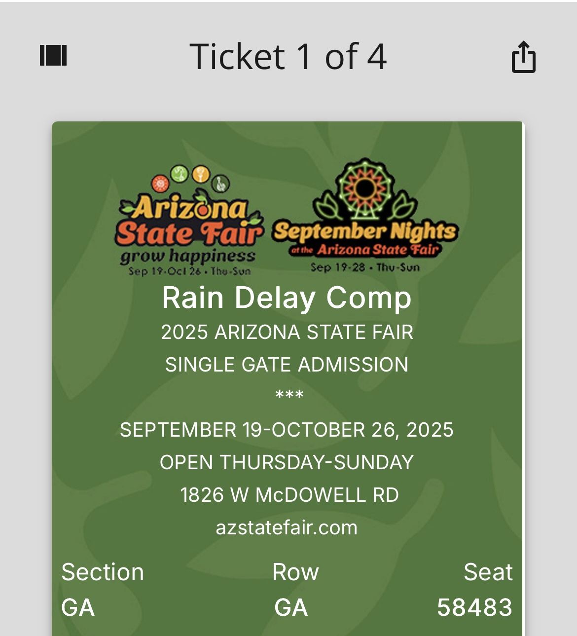 State Fair Admission tickets