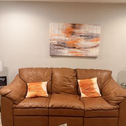 Leather Sofa And Loveseat With 2 End Table And 1 Coffee Table