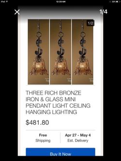 1 chandelier and 3 pendant lights