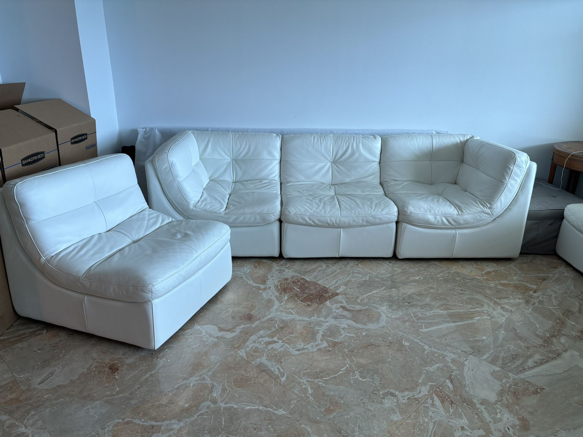 5 Pieces Sofa Real Leather from Z Gallerie - 114"W x 75"D x 35"H