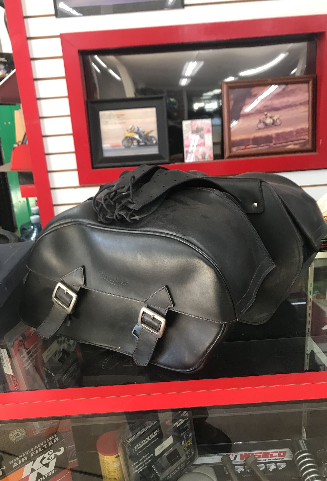 Original Triumph motorcycle saddlebags luggage