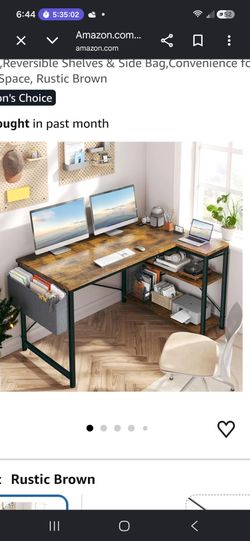 L-Shaped Desk with Shelves and Side Bag in box