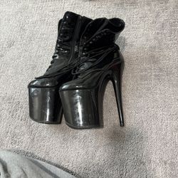 Black Pleaser Boots 8 Inch