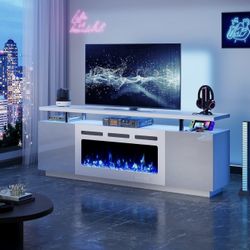 Tv Stand With Electric Fireplace Built In 70inch