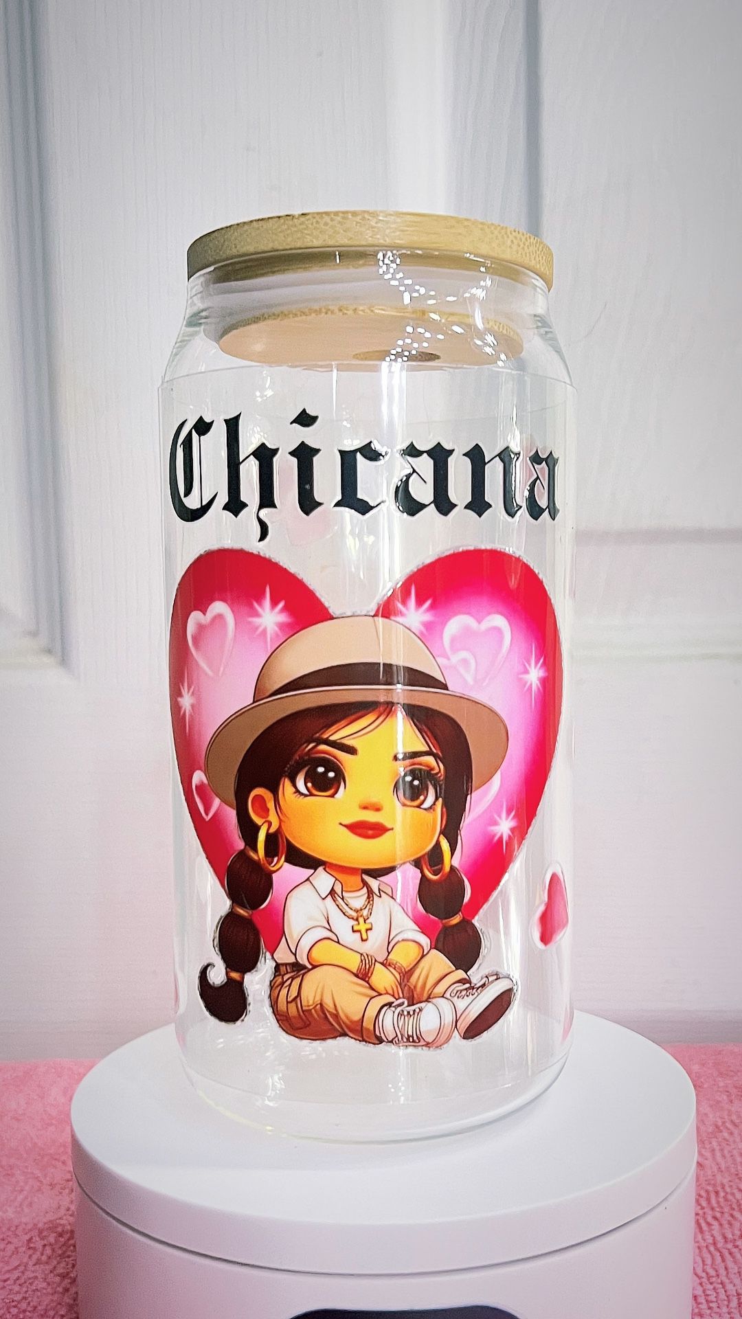 Chicana Glass Cup (Includes Glass Straw) 16oz