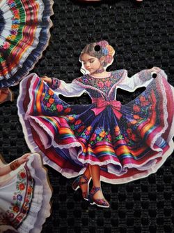 Folklorical dancing dolls Wood  hanging  ornaments-  all 15 pieces for $12