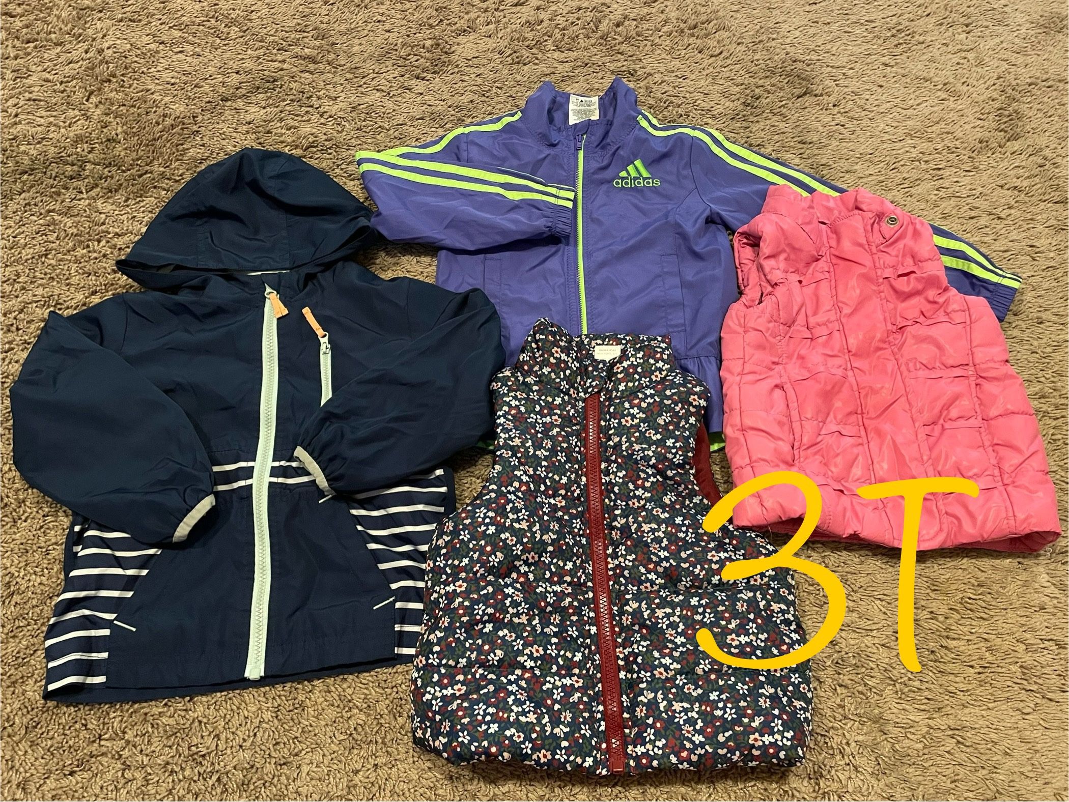 Winter/fall Toddler Girl Clothes Adidas Light Jacket, Vests Size 3T