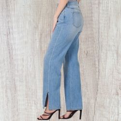 Straight Leg Side Slit Denim Jeans