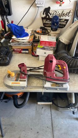 Portable variable speed bandsaw in perfect condition runs great nothing wrong with it. I have two other blades that are brand new for it so a total of
