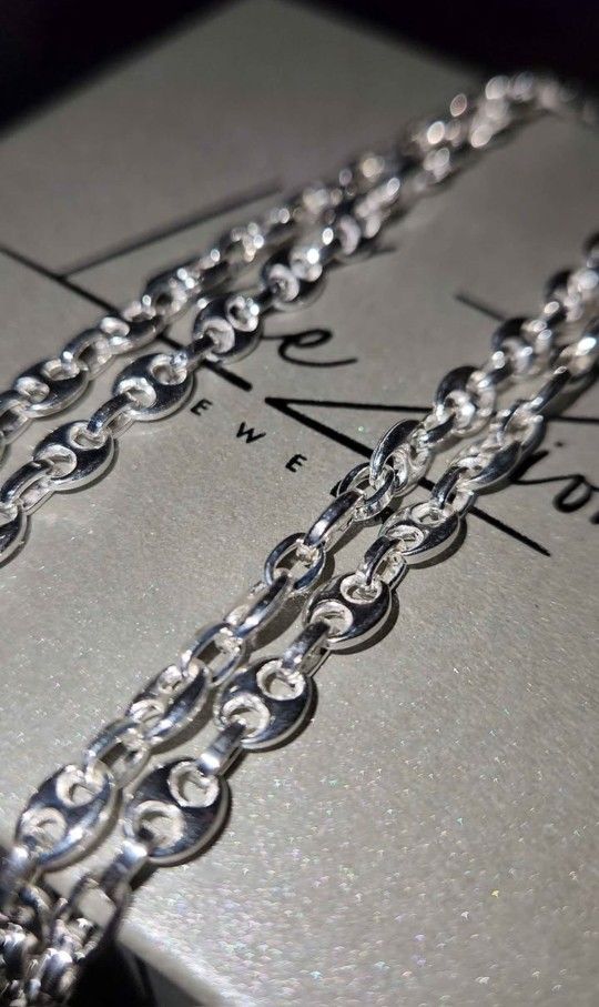 Brand New 5mm Silver Puff Link Chain 24-inch 