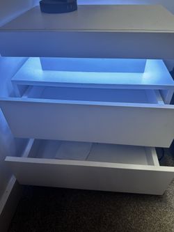 2 White LED Nightstands