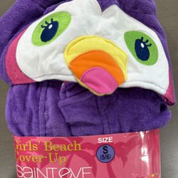Cute Girls Beach Or Pool Robe Size 5/6  Or Owl Halloween Costume 