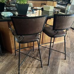 Leather And Iron Counter Stools