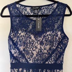 🆕 Prom / Formal Dress Size S   NEW! Navy Lace Long Dress NEW with Tags