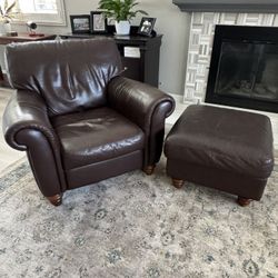 Italian Leather Chair And Ottoman