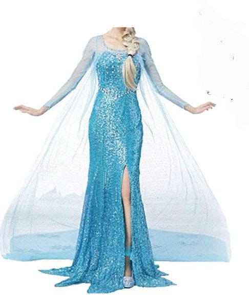 Frozen Elsa Costume Dress Snow Queen Princess Dress for Women adult Fancy Party Dress Up Halloween Cosplay Costum