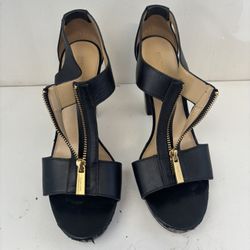 Michael Kors Black Heels With A Gold Zip