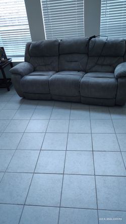 Gray Fabric Reclining Sofa