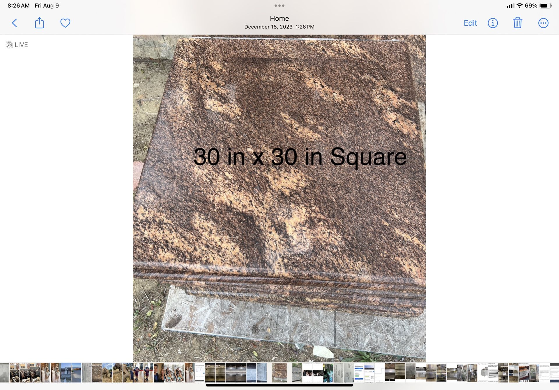 Granite Restaurant Table Top 30” X 30”