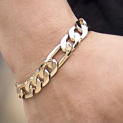 18K Gold Over Stainless Steel Fígaro Men’s Bracelet