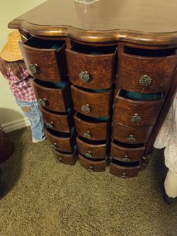 Storage cabinet wood, fifteen drawers that open all the way out. Perfect never been used