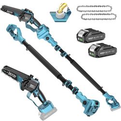 SEESII 2-in-1 Electric Pole Saws for Tree Trimming, 6 Inch Mini Chainsaw Cordless with Extension Pole, Battery Powered Pole Chain Saw, Tree Trimmer Li