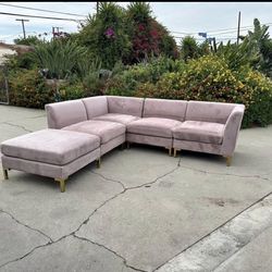 Light pink 5 pcs modular sectional sofa couch