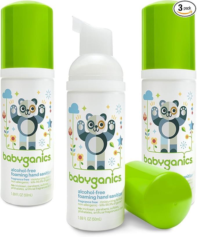 Babyganics Alcohol-Free, Fragrance-Free Foaming Hand Sanitizer, 50ml (3 Pack)