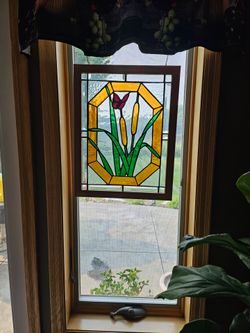 Stain glass window hanging
