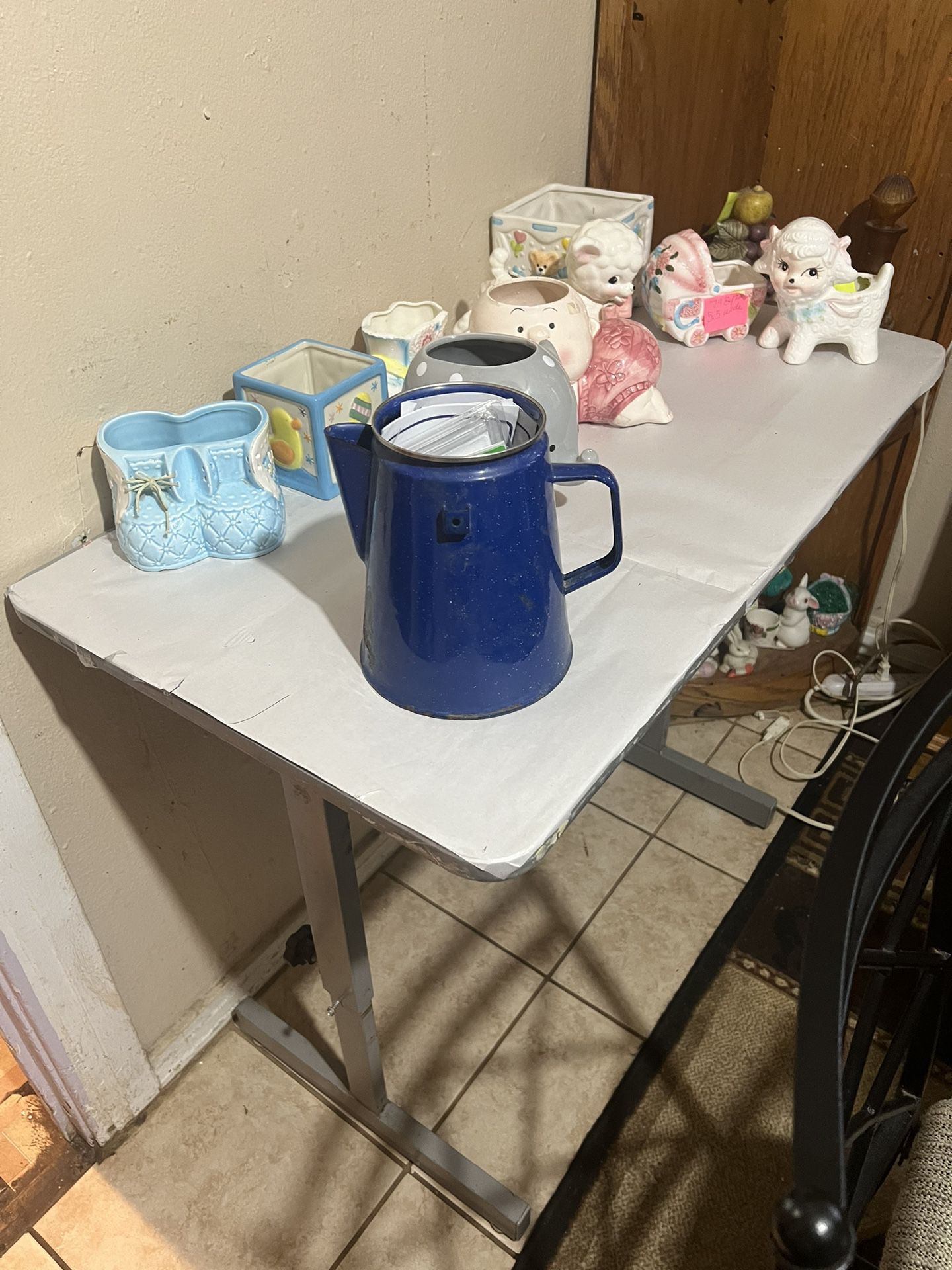 Granite Ware Cobalt Blue Camp Tea Kettle 7.5 “ Solid Coffee Pot No Lid