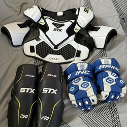 STX Cell V Lacrosse Pads/ Elbow Pads/ Gloves