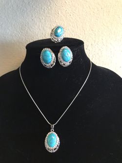 Hot Turkish Turquoise silver color jewelry set