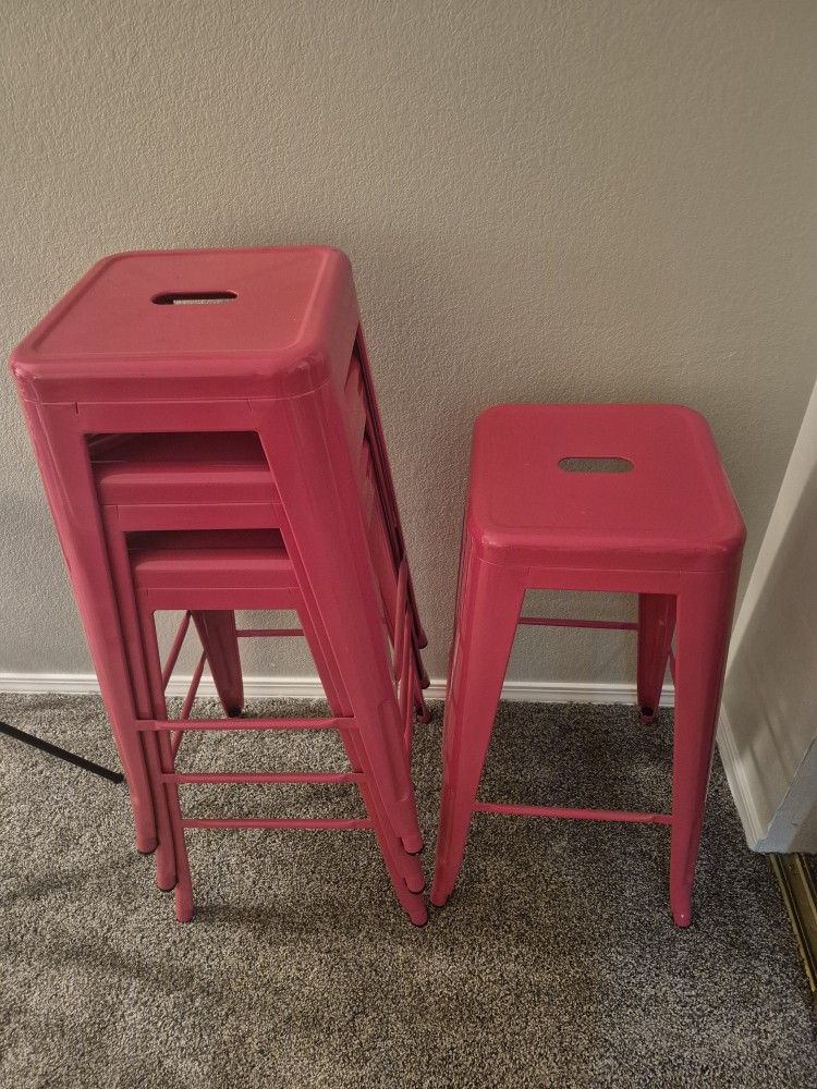 Metal Bar Stools-Red