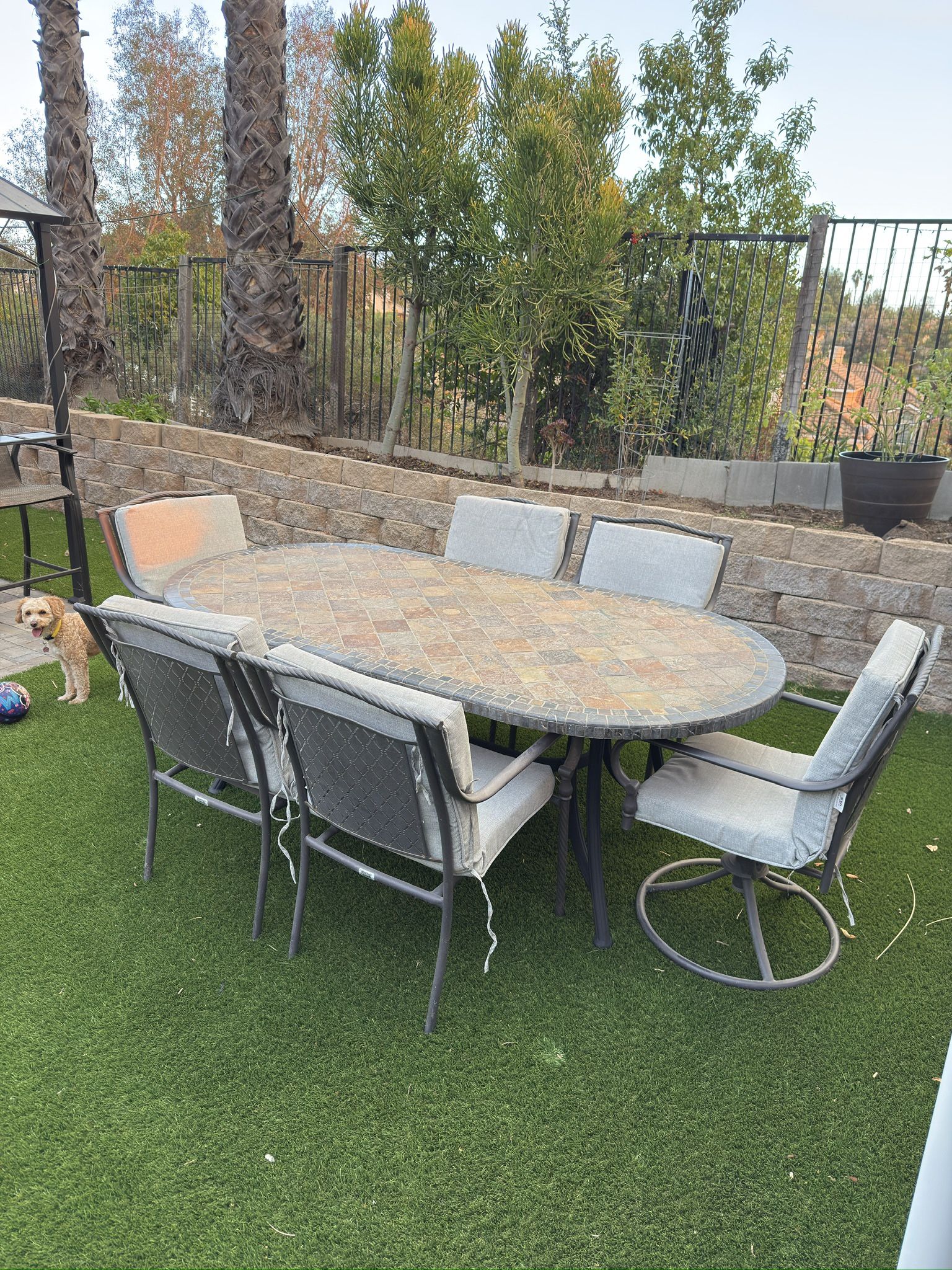 stone top outdoor dining set