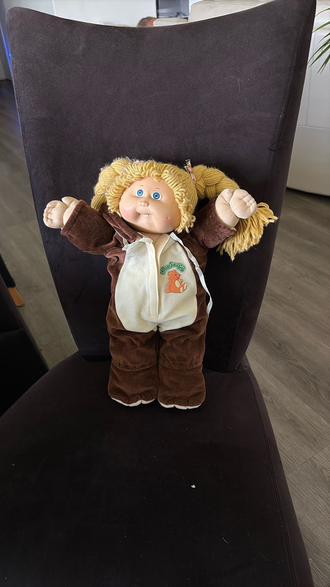 Rare Cabbage Patch Blonde Hair, Blue Eyes Teddy Bear Pajamas/ Jumper.