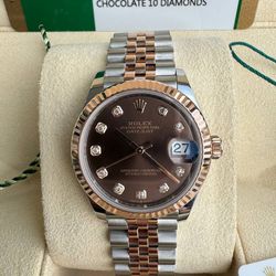 Rolex Datejust 31 31mm 18k rose gold gold and stainless steel jubilee bracelet 278271 chocolate diamond dial fluted bezel 2020