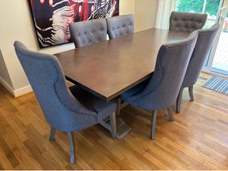 Calmart Metal Top Dining Table Set w/ 6 Chairs