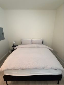 IKEA Queen Bed + Mattress + Duvet & Pillows