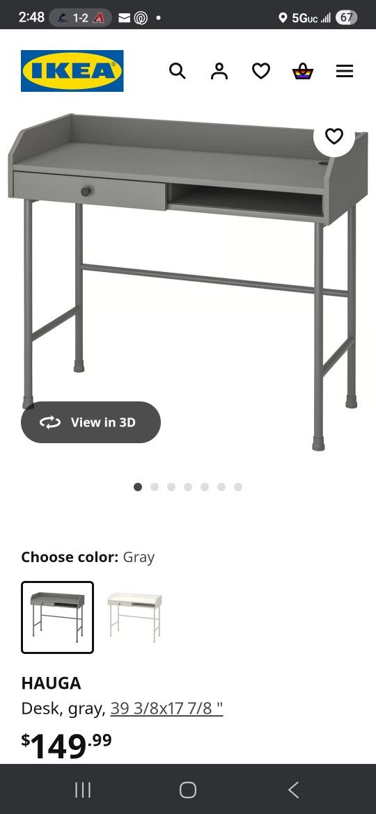 Ikea HAUGA Desk Grey, New In Box!!!!!