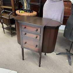 Beautifully Refinished Antique Sewing Table, 3 drawers