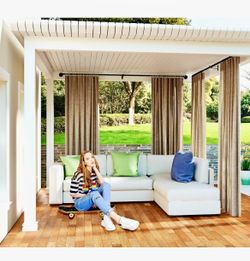 Curtain Rods for Windows 66 to 120, Outdoor Blackout Curtain Rod Set of 2, Wrap Around Industrial Heavy Duty Curtain Rods 2 Pack, 1Reg. Retail $69.99